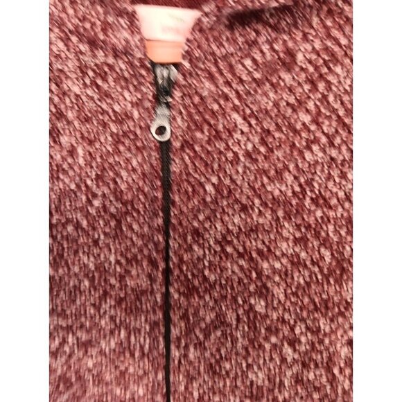 Hummingbird Women's One Size Hooded Poncho Shrug Jacket Maroon Marled Zip Front - Picture 4 of 7